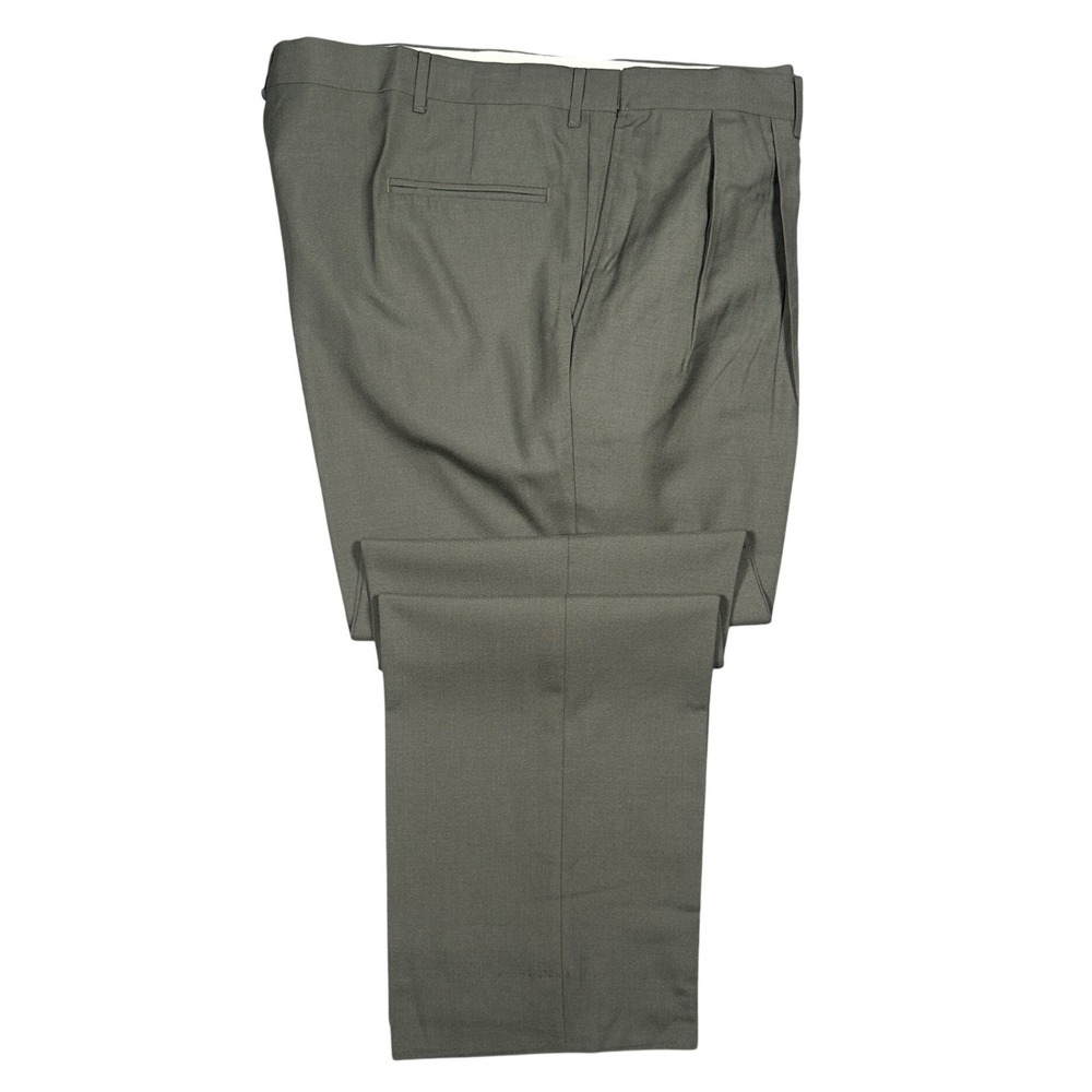 Norm Thompson Dress Pants Mens 44 Long Gray Excellent Pleated Worsted Wool Blend